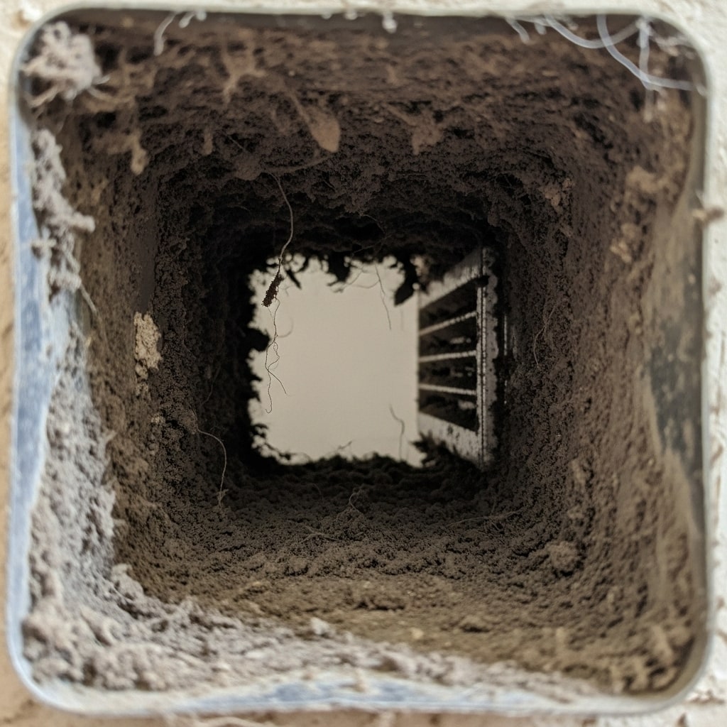 Dirty air duct before cleaning