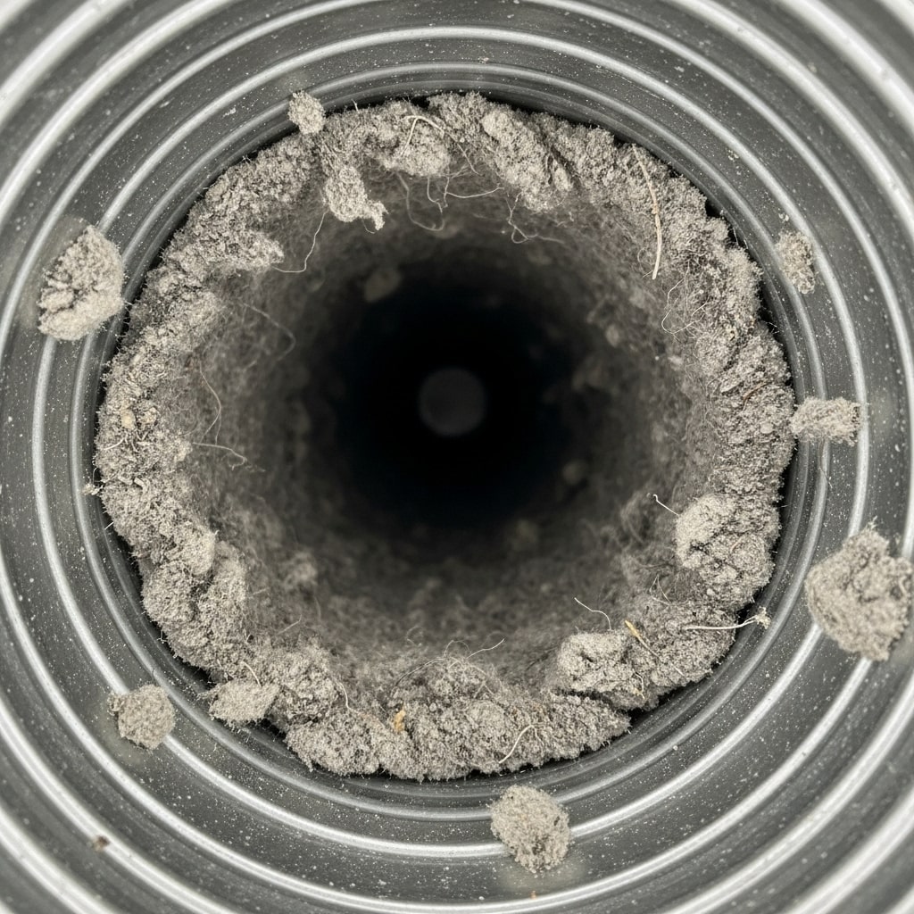 Clogged dryer vent before cleaning